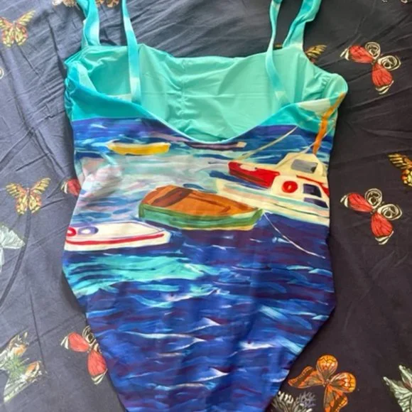 Anthropologie Maeve Chase One-piece boat swimsuit NWOT - Picture 4 of 5